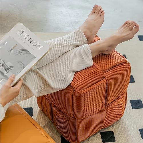 Cmishe 15" Square Woven Corduroy Ottoman Footrest - Image 5