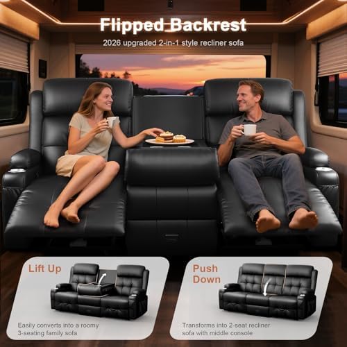 RV Loveseat Recliner Sofa, Wall Hugger Reclining RV Couch - Image 3