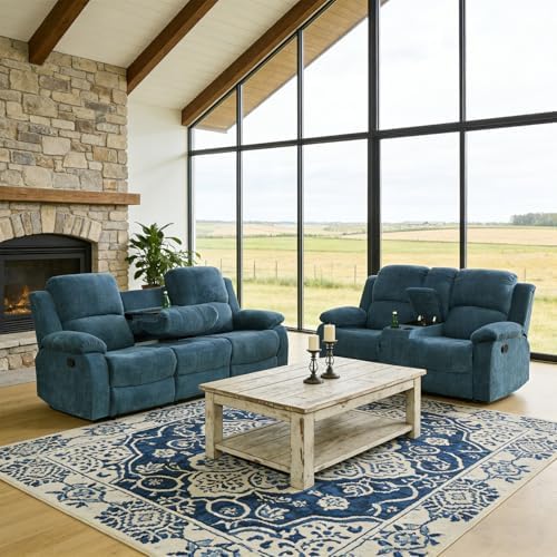 Recliner Sofa Set, Manual Reclining Couch Set, Living Room Furniture Sets by Snuptor