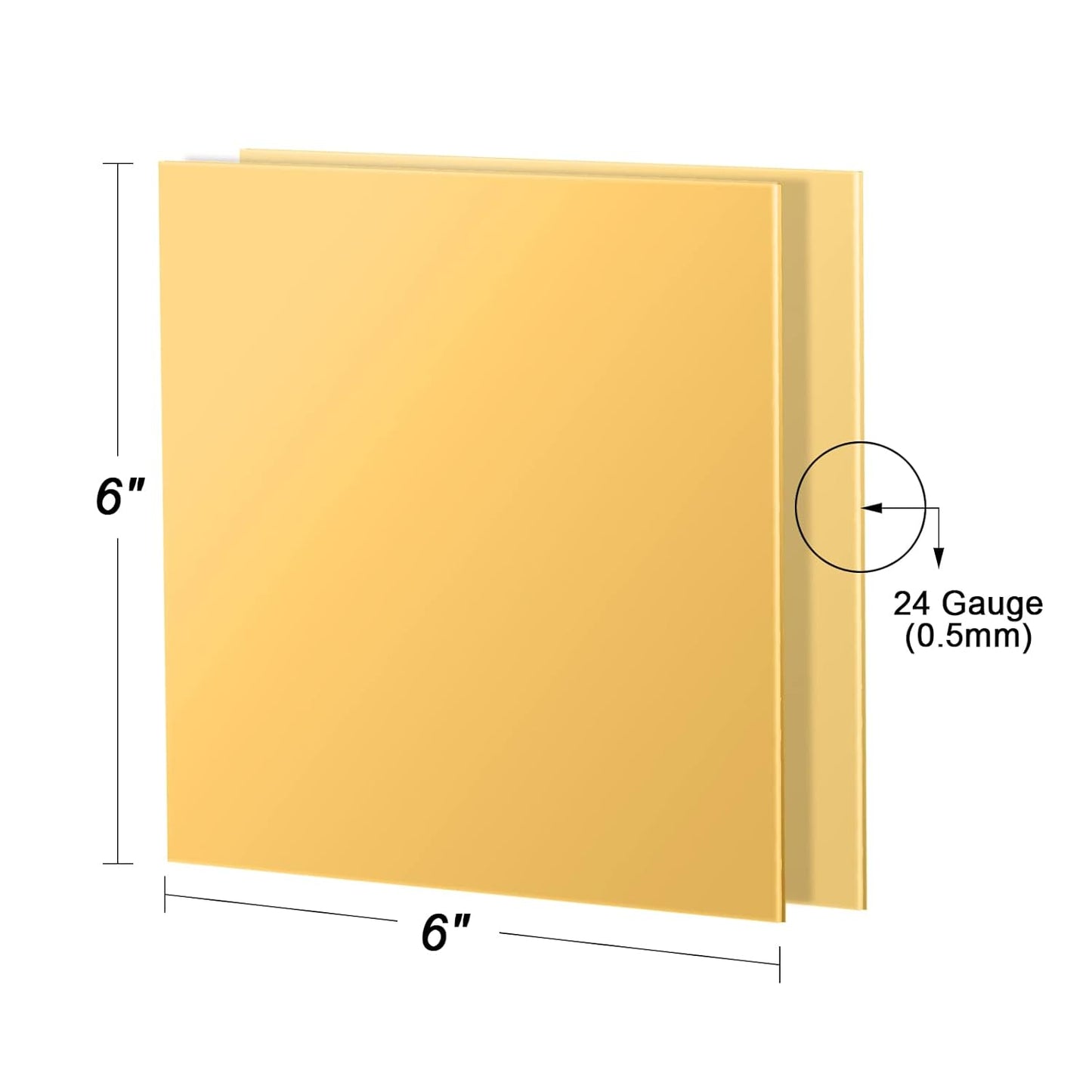 2 Pcs Brass Sheet, 6" x 6", 24 Gauge(0.5mm) Thickness, No Scratches, Film Attached Brass Plates