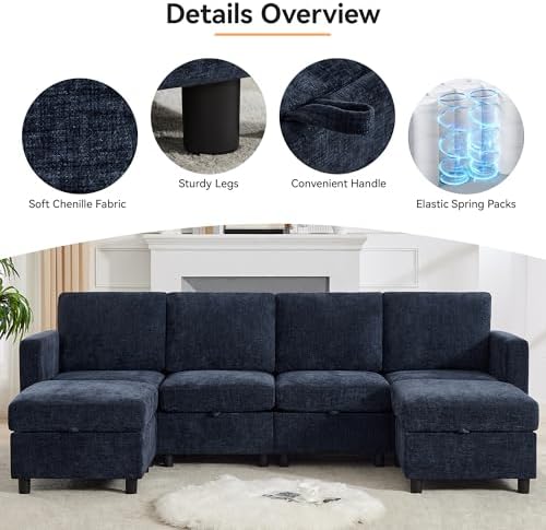 WUTUTUEE 83'' Modular Sectional Sofa Convertible L Shaped Couch Set - Image 3