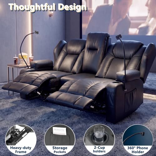 Loveseat Recliner with Massage and Heat, Built-in Bluetooth Audio & Cup Holders - Image 4
