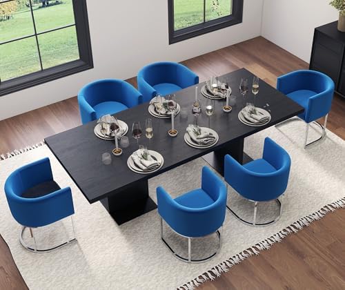 HNY Mid Century Modern Upholstered Barrel Dining Chairs - Image 6