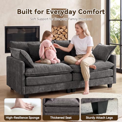 77" Cloud Chenille Loveseat Sofa Couch - Image 4