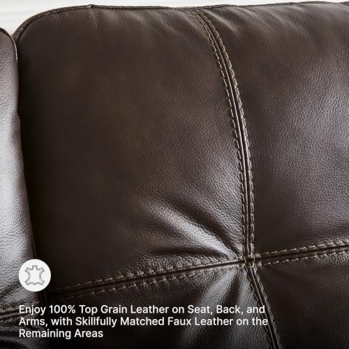 Signature Design by Ashley Queen Pull Out Couch, Leather & Faux Leather - Image 5