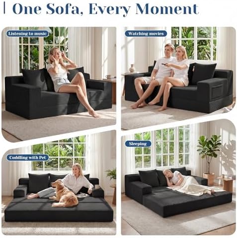 79" Convertible Sofa Bed, 2-in-1 Oversized Boneless Couch - Image 4