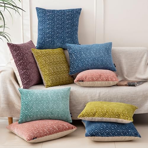 FIFU 16x16 Inch Throw Pillow Covers Set of 2, Jacquard Velvet, Teal Green - Image 6