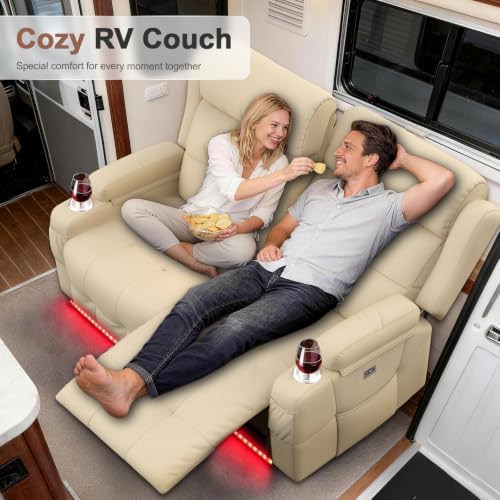 Reclining Loveseat Sofa, RV Loveseats Recliner Sofas Wall Hugger, Double - Image 6