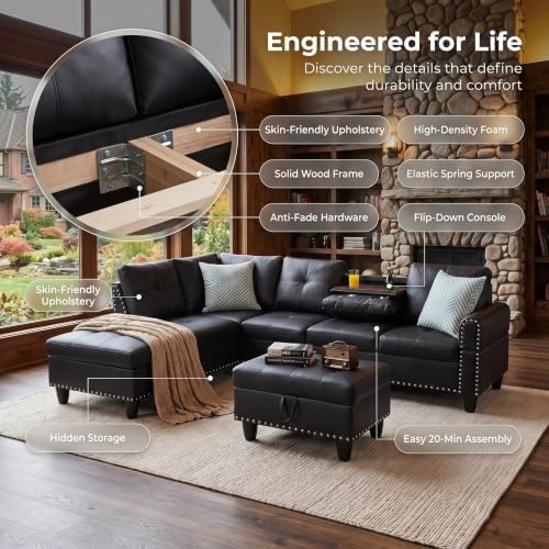Faux Leather L-Shaped Couch Set - Image 4