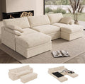 107" Boneless Couch with Storage, 48.6" Extra Deep-High Seat Modular Sectional by LOOFRA