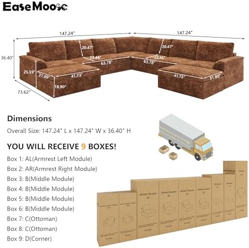 EASE MOOSE Boneless Couch for Living Room, Large Modular Sectional - Image 2