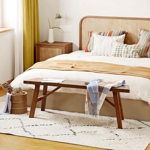 Handcrafted Solid Wood Bench, Rustic Design, Natural Finish - Image 6