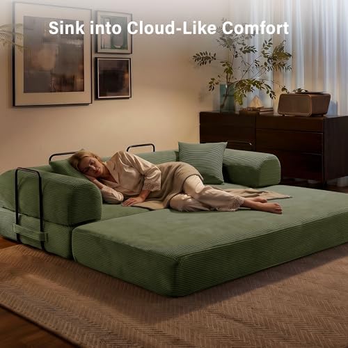 79" Convertible Sofa Bed, Boneless Sleeper Futon Couch - Image 6