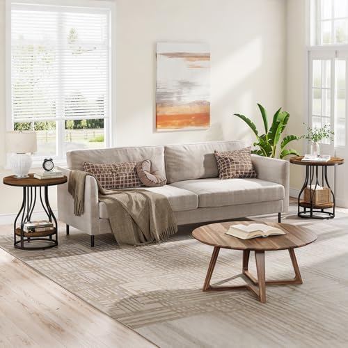 Tribesigns Round Side End Table 2-Tier End Tables Modern Bedside Table Small - Image 2