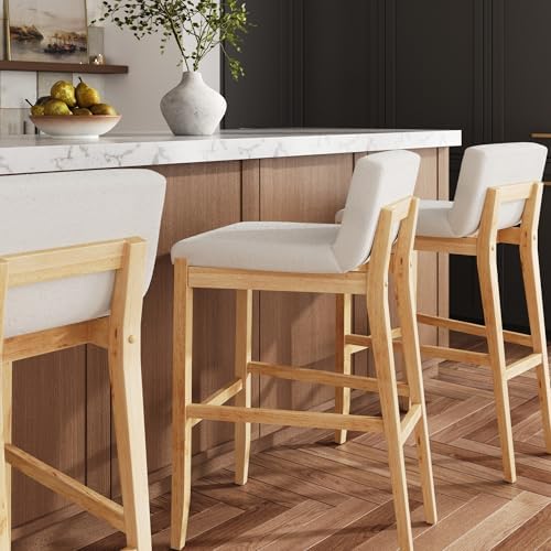 Nathan James Gracie Modern Upholstered Bar Stool, Wooden Bar Stool - Image 3