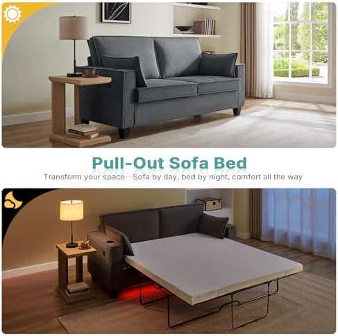 Brelice Pull Out Sofa Bed, Full Size Convertible Loveseat Sleeper Sofa - Image 4
