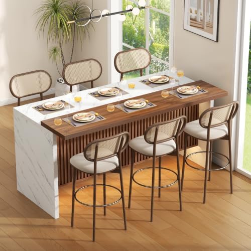 Gyfimoie 71" Large Imitation Marble Bar Table, Island Table by Gyfimoie