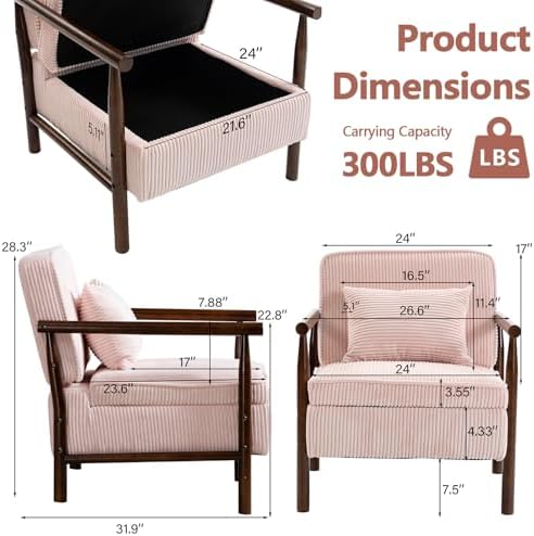 HRVEOCEI Pink Accent Chair - Image 2
