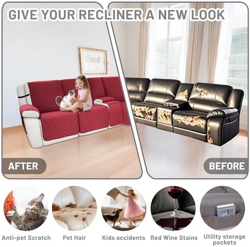 Waterproof Sectional Reclining Couch Covers L Shaped Recliner Sectional Sofa - Image 6