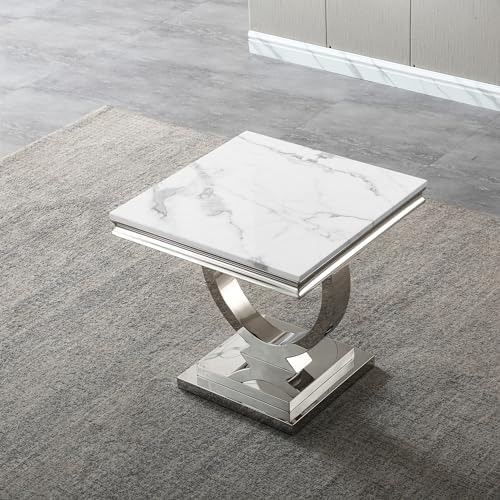 Modern Faux Marble End Table, Faux Marble Side Table - Image 6