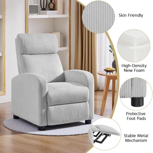 Yaheetech Recliner Chair with 3 Adjustable Angles Armchair Light Gray - Image 6