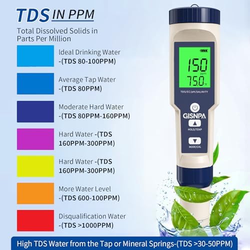 5-in-1 Salt Water Pool Tester, pH/TDS/EC/Salinity/Temp Meter, 0.01 Resolution - Image 5