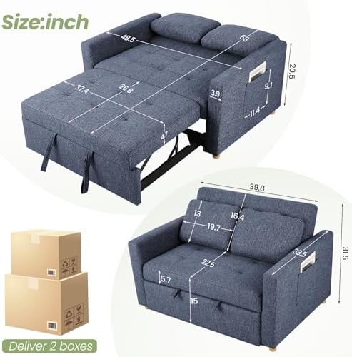SEJOV Loveseat Sleeper, 3-in-1 Convertible Sofa Bed Pull Out - Image 3