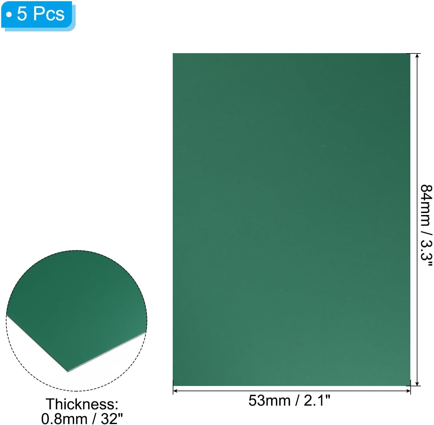 PATIKIL 3.3x2.1x1/32inch Anodized Aluminum Sheet, 5Pcs Metal Rectangle Aluminum Plate 0.8mm Thick Engraving Blanks for Laser Engraving DIY Decorative Crafting Home Decoration, Green