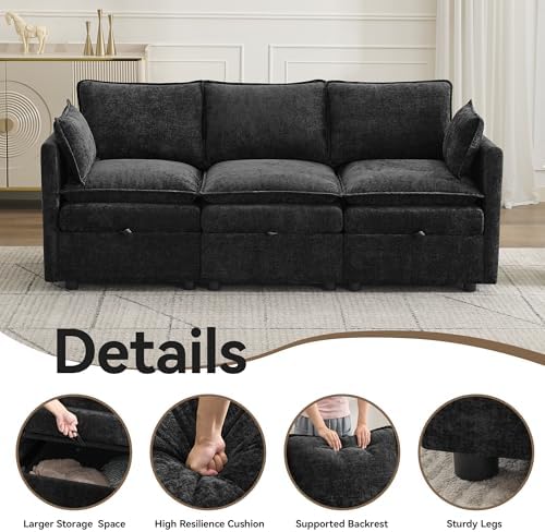80" Sectional 3 Seater Sofa - Image 5