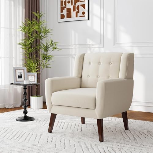 Accent Chair, Upholstered Armchair in Linen by Blissabod