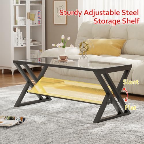 Wolawu Glass Coffee Table Living Room Table - Image 4