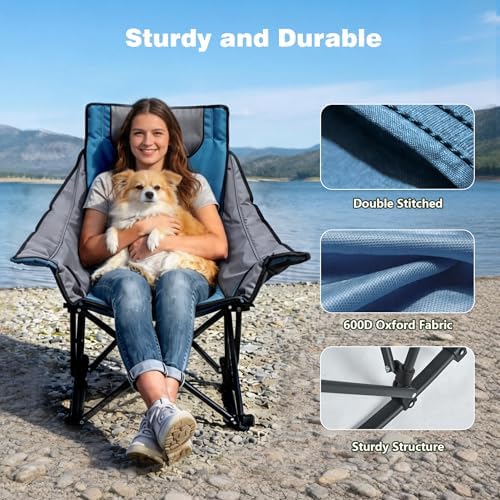 SUNNYFEEL Oversized Folding Rocking Camping Chair 2 Pack, 500lbs Blue - Image 5