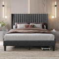 Yaheetech Queen Bed Frame with Headboard, Dark Gray Channel-Tufted Platform by Yaheetech
