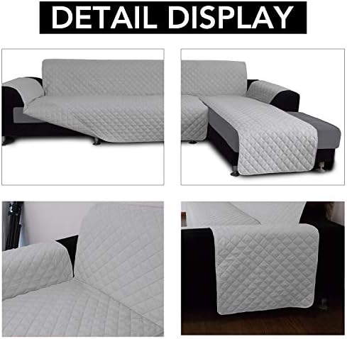 Easy-Going Reversible L-Shape Sectional Couch Cover, Light Gray - Image 3