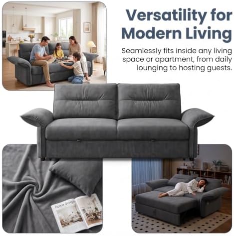 85" Convertible Queen Pull Out Sleeper Sofa Bed - Image 4