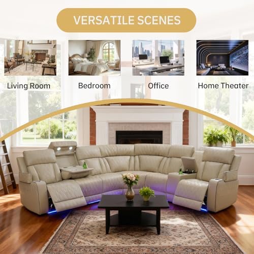 Power Reclining Leather Sectional Sofa - Image 6