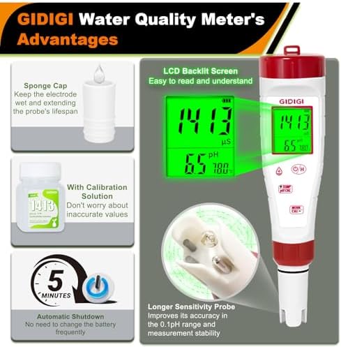 pH Meter for Hydroponic Water, Digital EC ppm Tester for Nutrients - Image 6