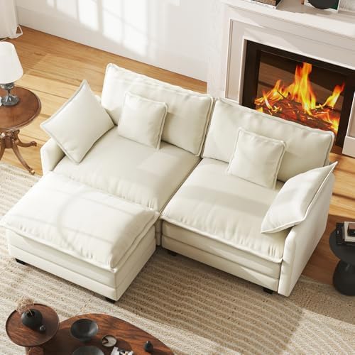 WorthFurni 77" L Shape Cloud Sofa, Modular Sectional Couch by WorthFurni