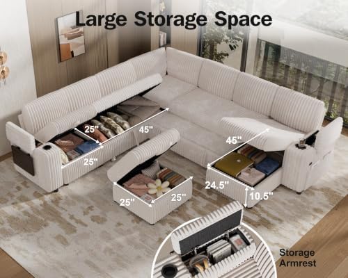 WEUP 130" Modular Sectional Sleeper Sofa - Image 7