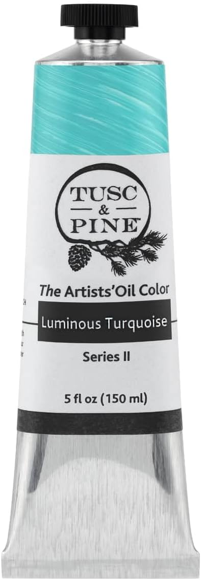 Tusc & Pine Artist Oil Paint - Luminous Turquoise, 150 ml, Non-Yellowing, Rich & Creamy Consistency, Maximum Pigment Load, Small Batch Milled Oil Paints Made in the USA for Professional Artists