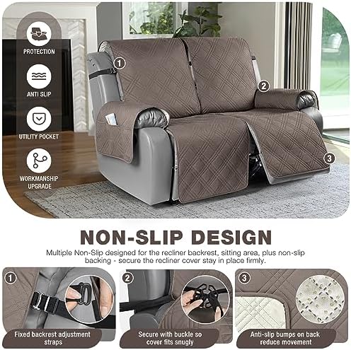 TAOCOCO 100% Waterproof Oversized Loveseat Recliner Cover, Non Slip Split Couch - Image 4