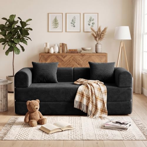59'' Convertible Compressed Corduroy Folding Cloud Sofa Bed, Modern Boneless - Image 2