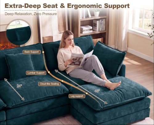 103" Modular Sectional Sofa, 5 Seater Deep Seat Cloud Couch - Image 5