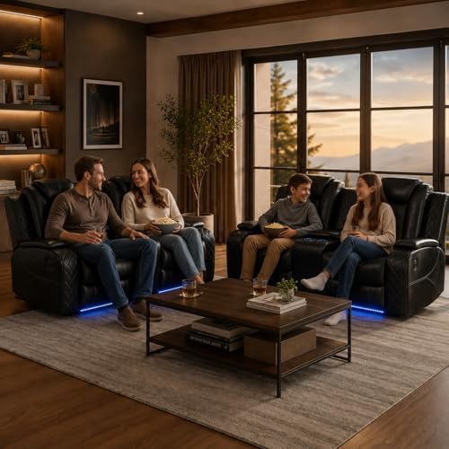 Power Reclining Leather Sofa Set – 2-Piece Home Theater Seating - Image 6