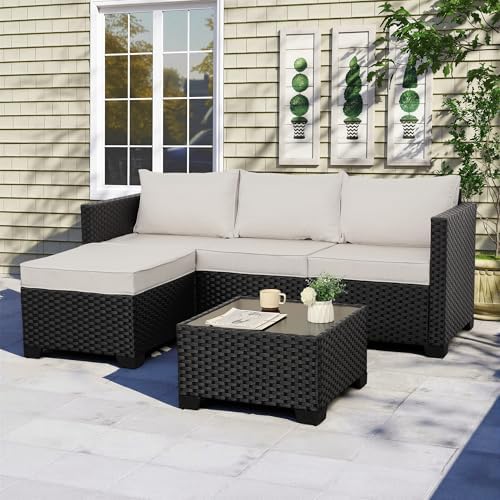 Rattaner Outdoor Furniture Set 3 Pieces Wicker Patio Furniture Outdoor - Image 3