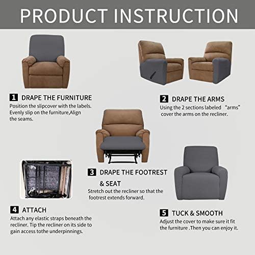 Easy-Going Recliner Stretch Sofa Slipcover Sofa Cover 4-Pieces Furniture - Image 5