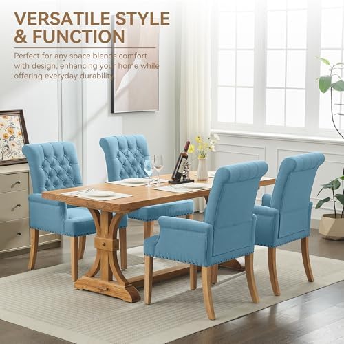 Dining Chair with Arms, Upholstered High Back Dining Room Chairs - Image 6