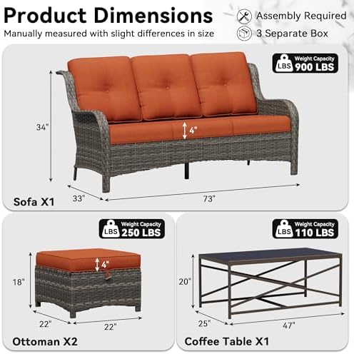 4-Piece Outdoor Couch Set, Includes Wicker Patio Sofa - Image 2