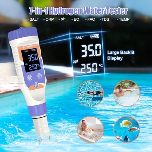 7-in-1 Digital Pool Salt Tester | pH, Chlorine TDS, Temperature Meter - Image 6
