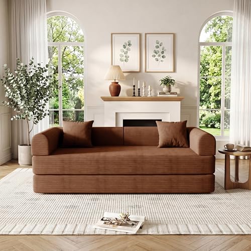 79'' Convertible Compressed Corduroy Folding Cloud Sofa Bed, 4 in 1 Modern - Image 4